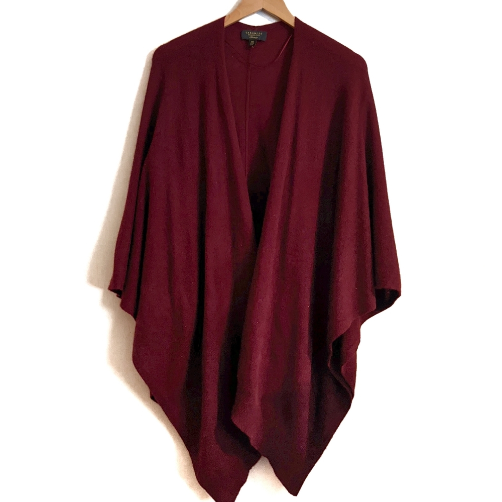 Charters Club 100% Cashmere Poncho Shawl Burgundy